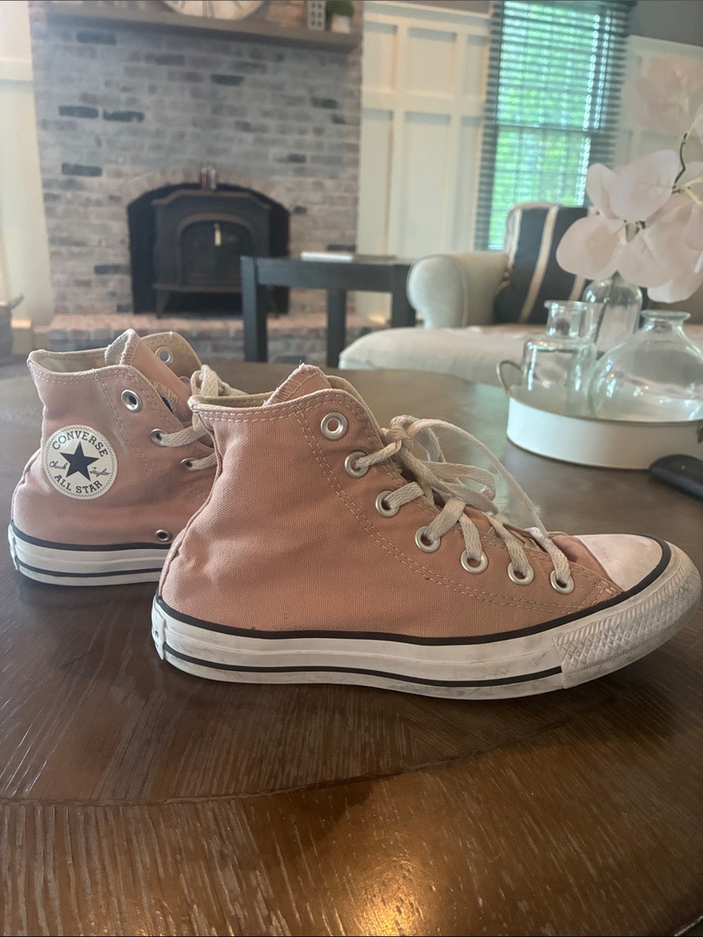 Converse High Top Canvas Sneakers in Dusty Rose